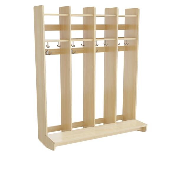 Garderobe børn Eira Light, vægmodel 4 pladser, naturfarvet krydsfinér, rumbredde 220 mm