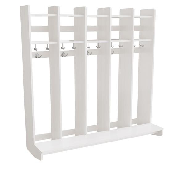 Garderobe børn Eira Light, vægmodel 5 pladser, hvidpigmenteret krydsfinér, rumbredde 220 mm