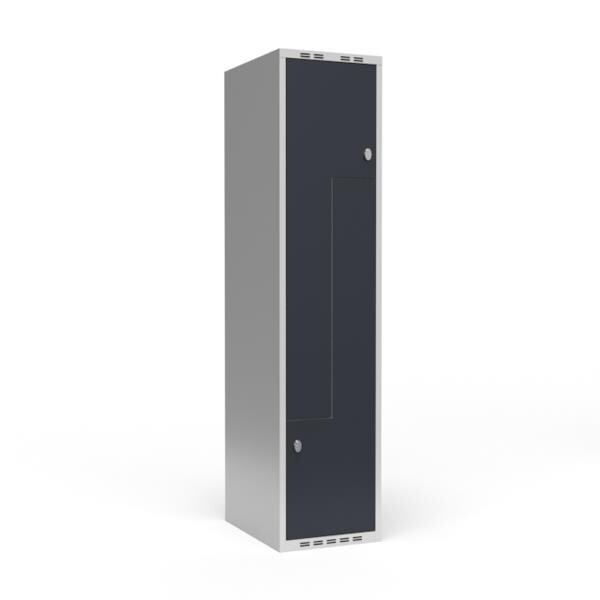 Garderobeskab 1x400 mm Lige tag 2-delt søjle Z-dør Antracit dør Greb for hængelås