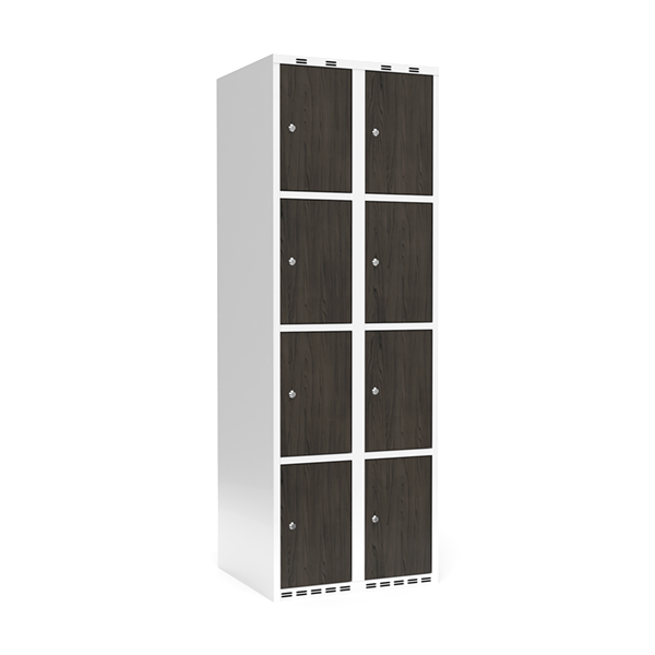 Garderobeskab 2x300 mm Lige tag 4-delt søjle Laminat dør Nocturne wood Cylinderlås