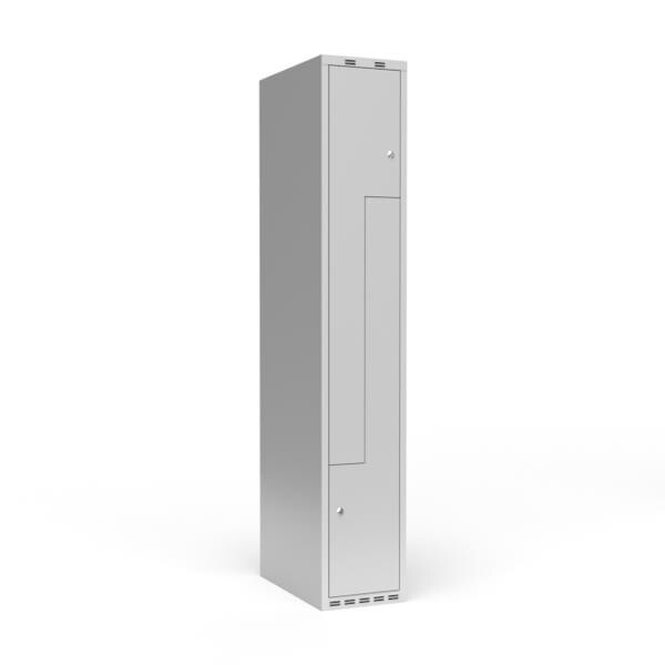 Garderobeskab 1x300 mm lige tag, 2-delt søjle Lys grå Z-dør m/cylinderlås