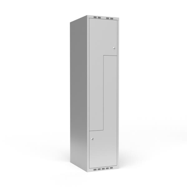 Garderobeskab 1x400 mm lige tag, 2-delt søjle Lys grå Z-dør m/cylinderlås