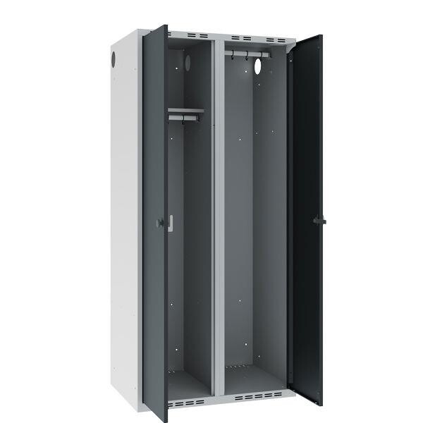Garderobeskab POC, lige tag og antracit døre - 800 x 550 x 1752 mm