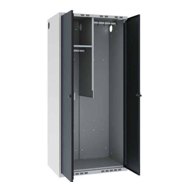 Garderobeskab POL, lige tag og antracit døre - 800 x 550 x 1752 mm