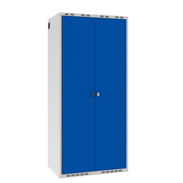 Garderobeskab POL, lige tag og blå døre - 800 x 550 x 1752 mm