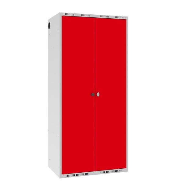 Garderobeskab POL, lige tag og rød døre - 800 x 550 x 1752 mm