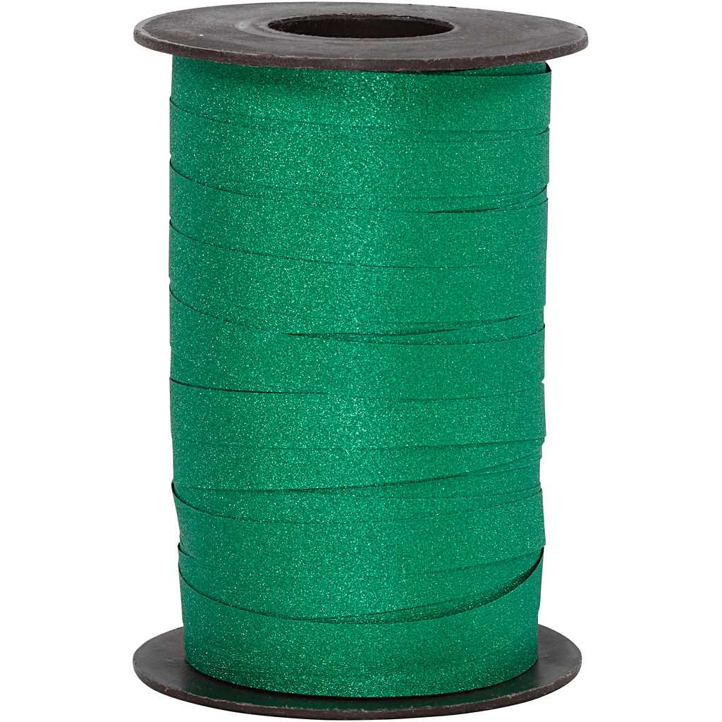 Gavebånd bredde 10 mm grøn glitter | 100 meter