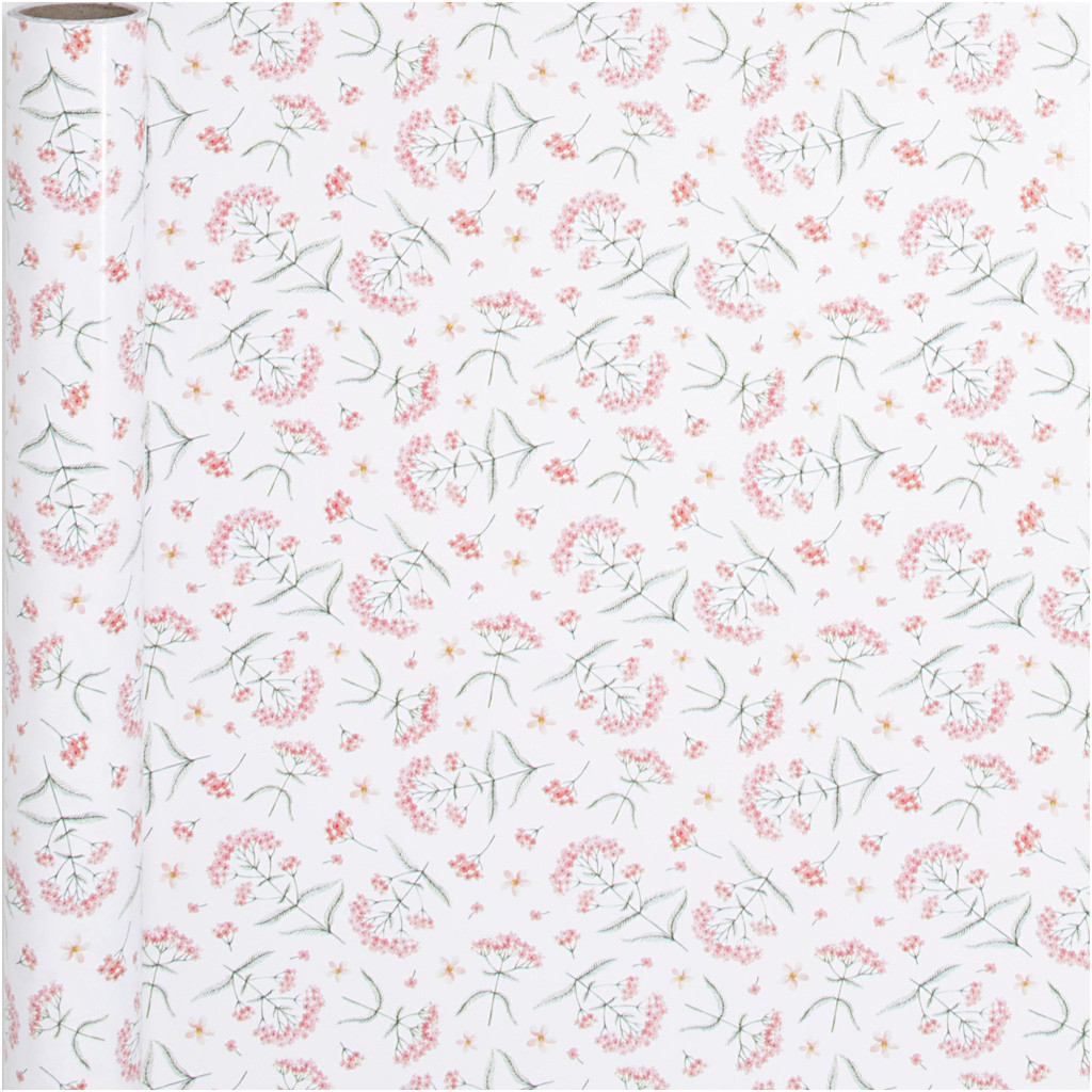Gavepapir bredde 50 cm 80 gram blomster | 5 meter