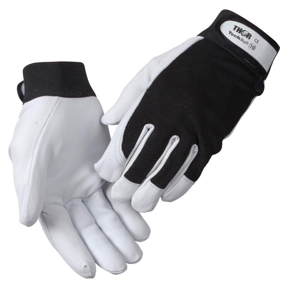 Gedeskindshandske, THOR, 7, hvid, gedeskind/lycra/spandex, burrebånd - 12 par