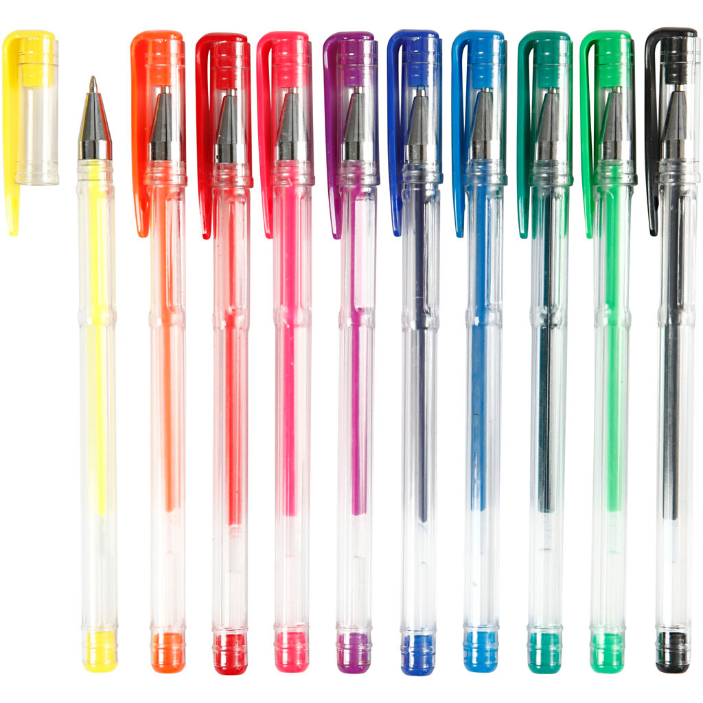 Gel kuglepen – Assorterede farver – 10 stk