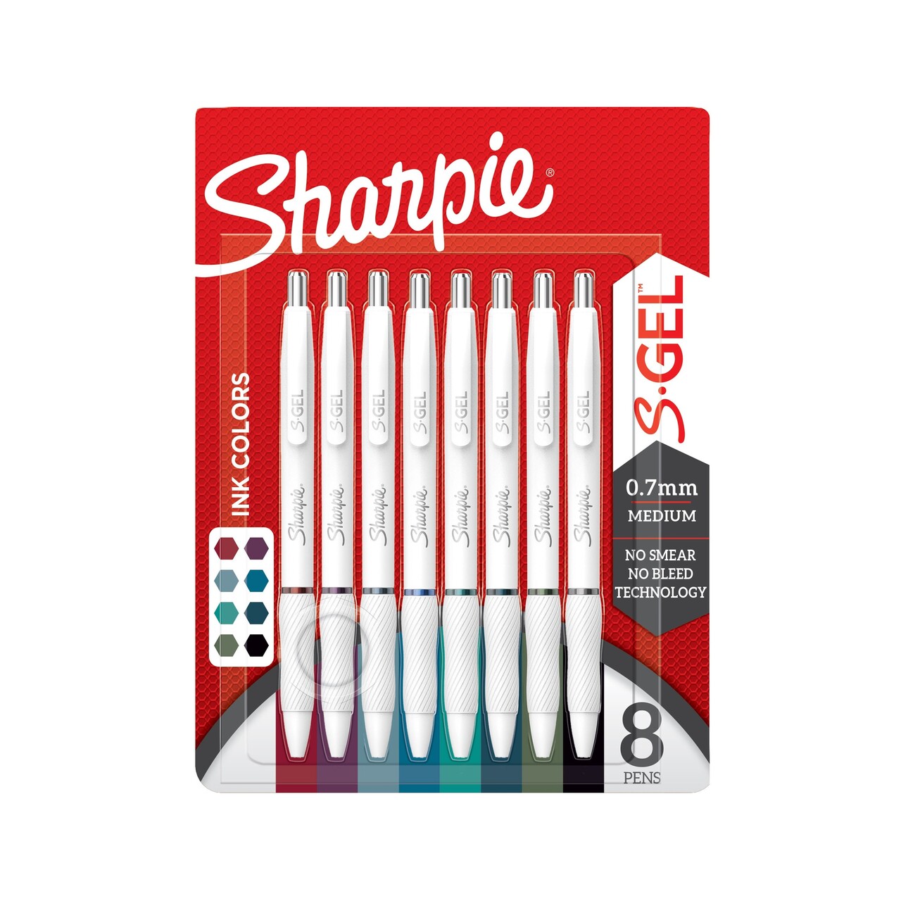 Gelpen - Sharpie S-Gel - 0,7 mm - Hvid - Assorterede farver - 8 stk