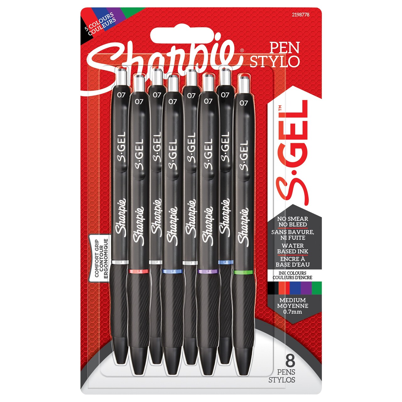 Gelpen Sharpie S-Gel 0,7 blister sort ass farver (8)
