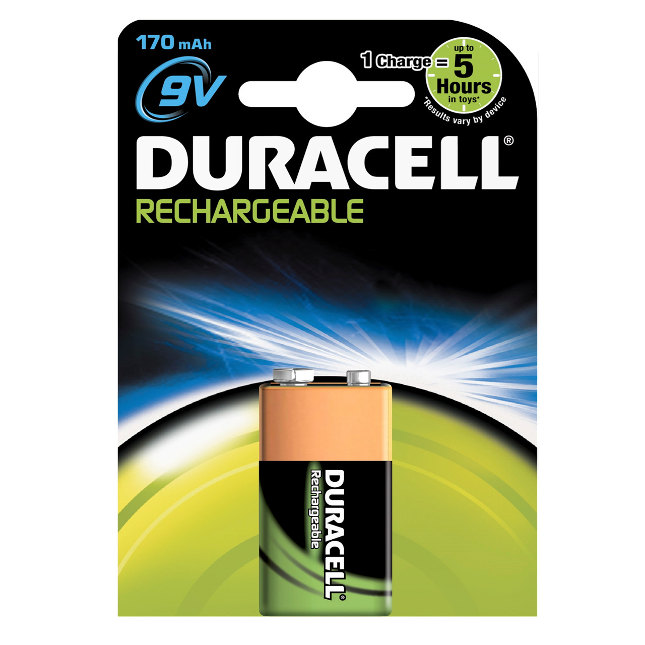 Genopladelig Duracell Batteri 9V - 170 mAh 1 stk