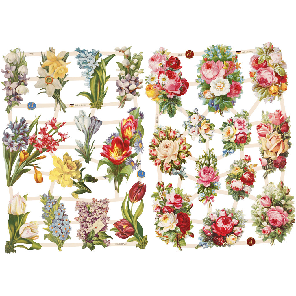 Glansbilleder forårsblomster billeder - 2 ark