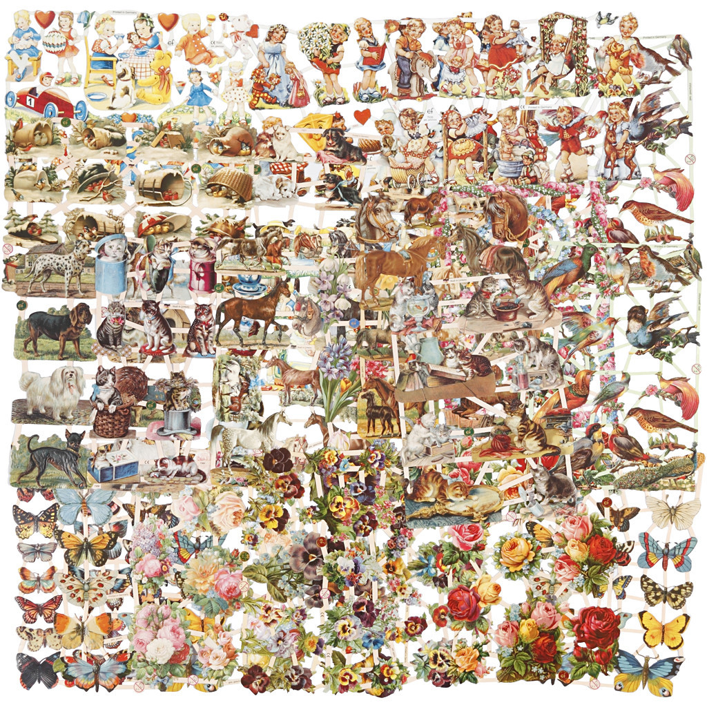 Glansbilleder - Ark 16,5x23,5 cm - Helårs motiver - 30 assorterede ark