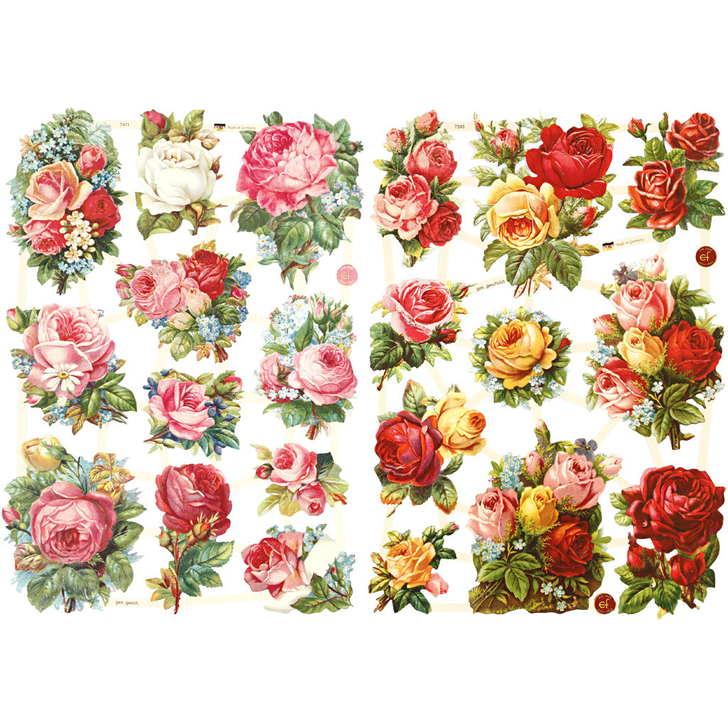 Glansbilleder - Rosenmix - 16,5x23,5 cm - 2 ark