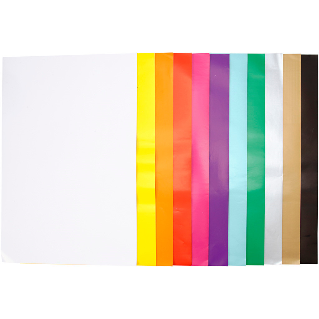 Glanspapir 11 assorterede farver størrelse 32 x 48 cm 80 gram - 11 x 25 ark