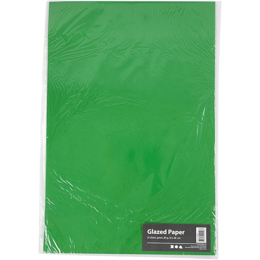 Glanspapir grøn str 32 x 48 cm 80 gram - 25 ark