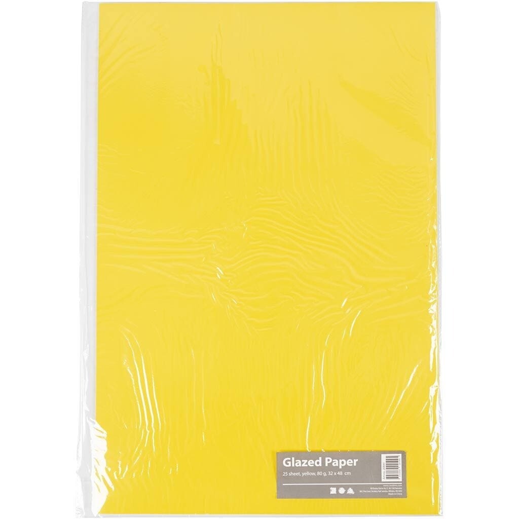 Glanspapir - Gul - 32x48 cm - 80 g - 25 ark