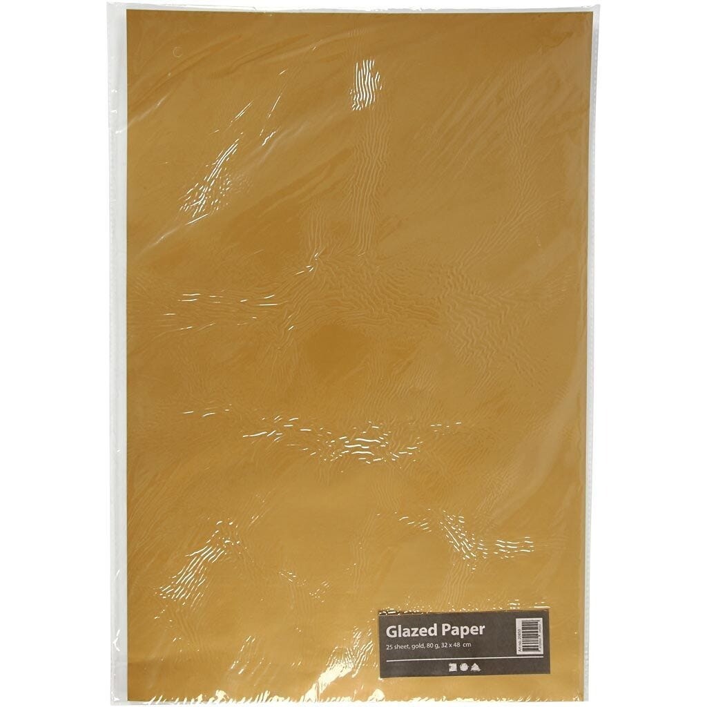 Glanspapir guld størrelse 32 x 48 cm 80 gram - 25 ark