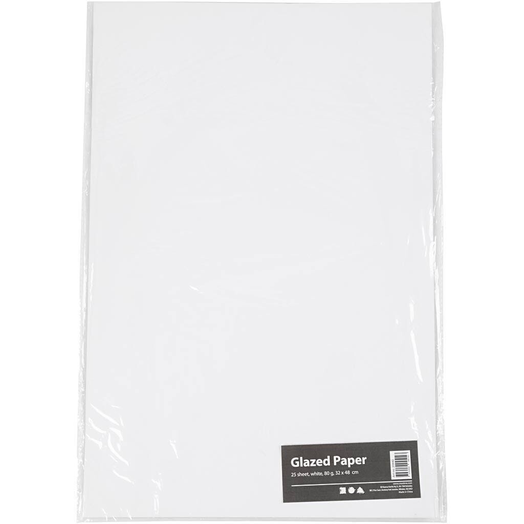 Glanspapir hvid størrelse 32 x 48 cm 80 gram - 25 ark