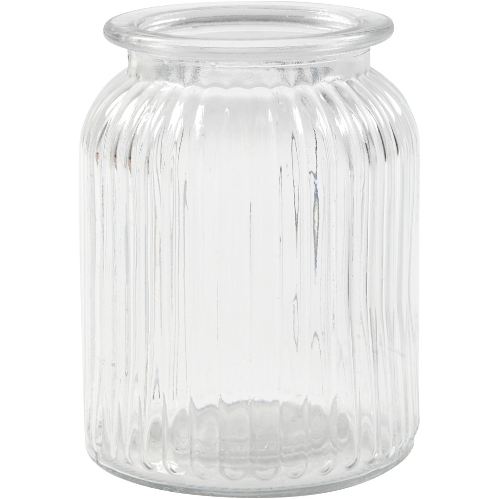 Glaskrukke, H: 14,5 cm, diam. 11 cm, 6stk., hulstr. 7 cm