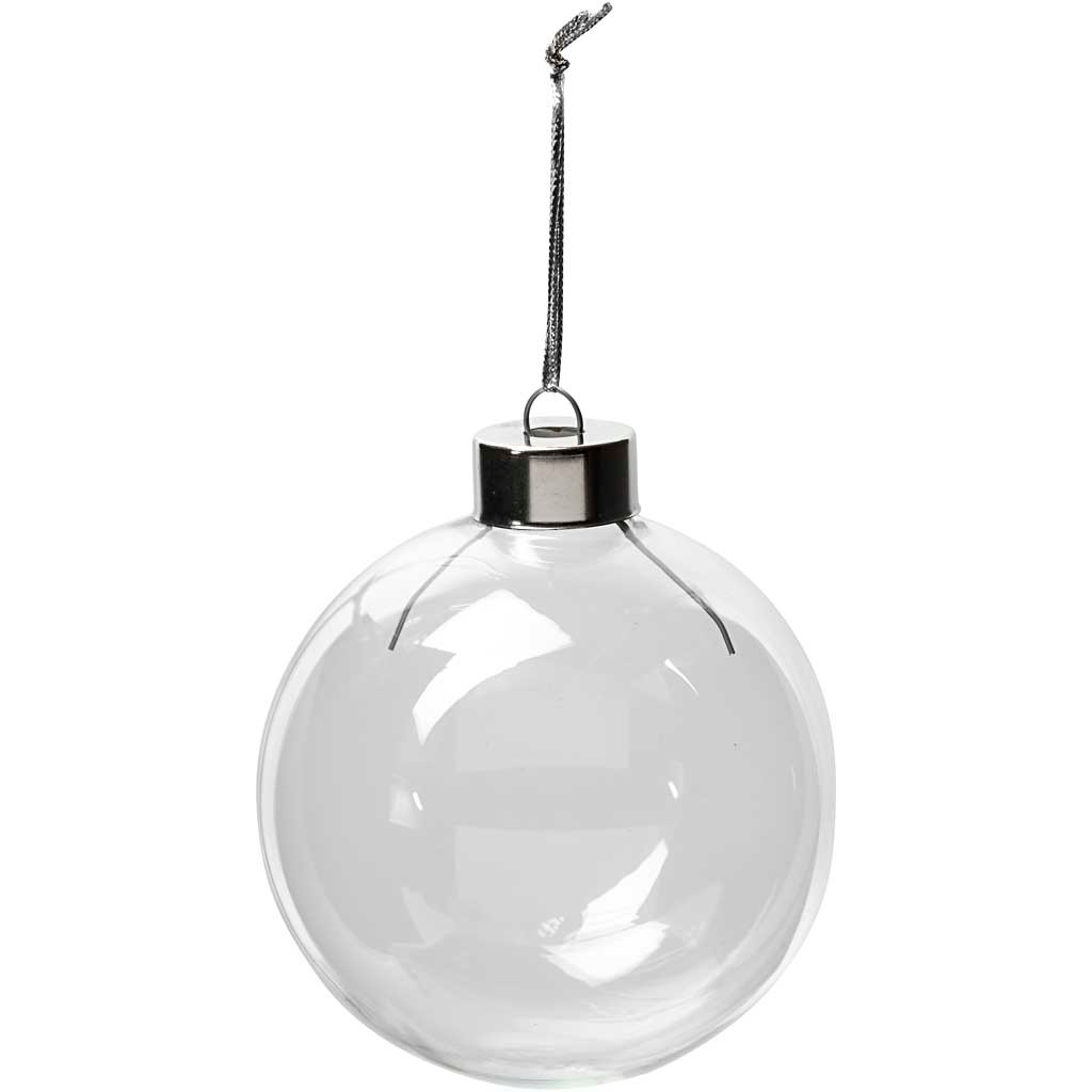 Store glaskugler - diameter 7,9 cm højde 8,9 cm transparent - 6 stk.