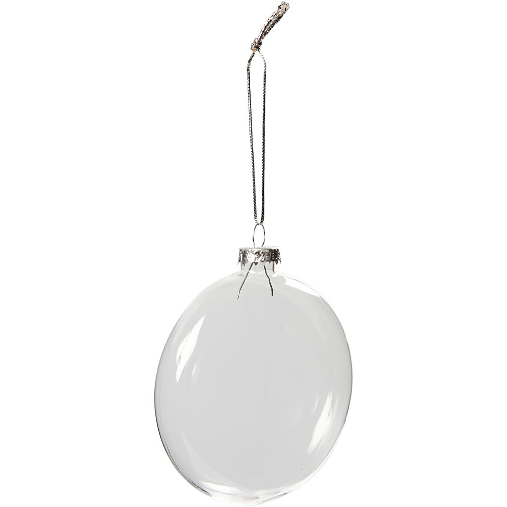 Glaskugler til ophæng - Flad - Ø8 cm - Klar - 6 stk