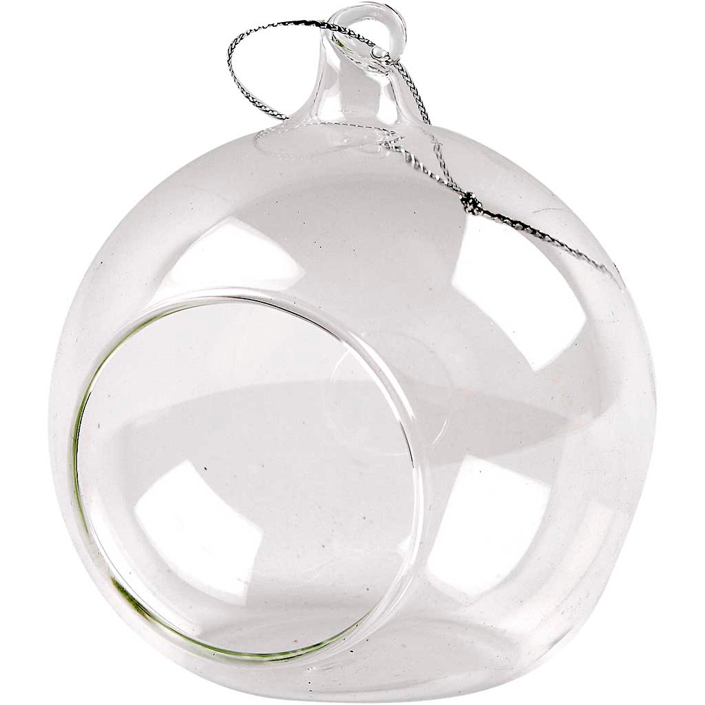 Glaskugle med hul – diameter 8 cm – 6 stk