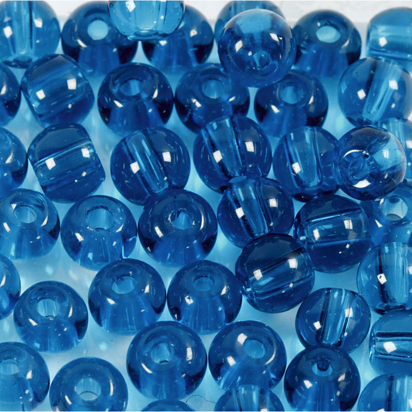 Glasperler turkis diam. 4 mm hulstr. 1 mm - 45 stk.