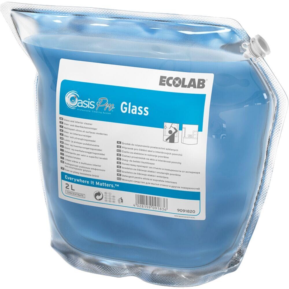 Glasrens - Ecolab Oasis Pro Glass - Med farve og parfume - 2 l