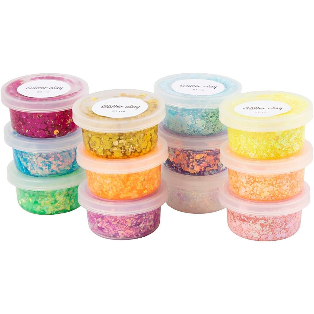 Glitter Clay ass. farver 72x20 ml