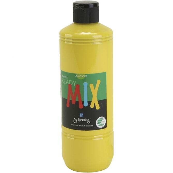 Tempera maling Greenspot Ready mix, primær gul, mat, 500 ml