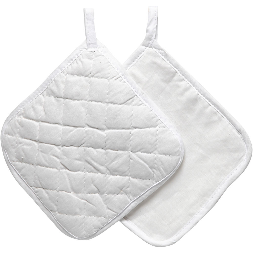 Grydelapper 20x20 cm hvid 4 stk