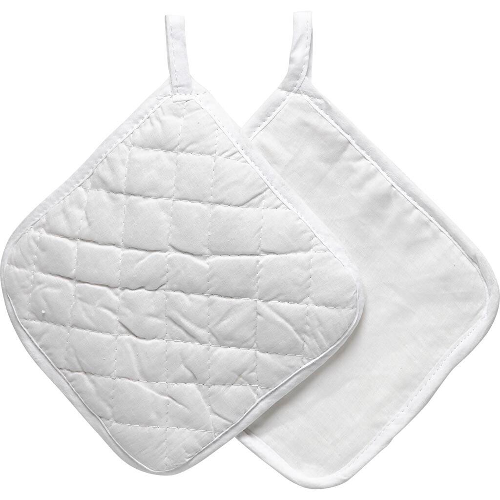 Grydelapper, str. 20x20 cm, 145 g, hvid, bomuld, 1 par/ 1 pk.