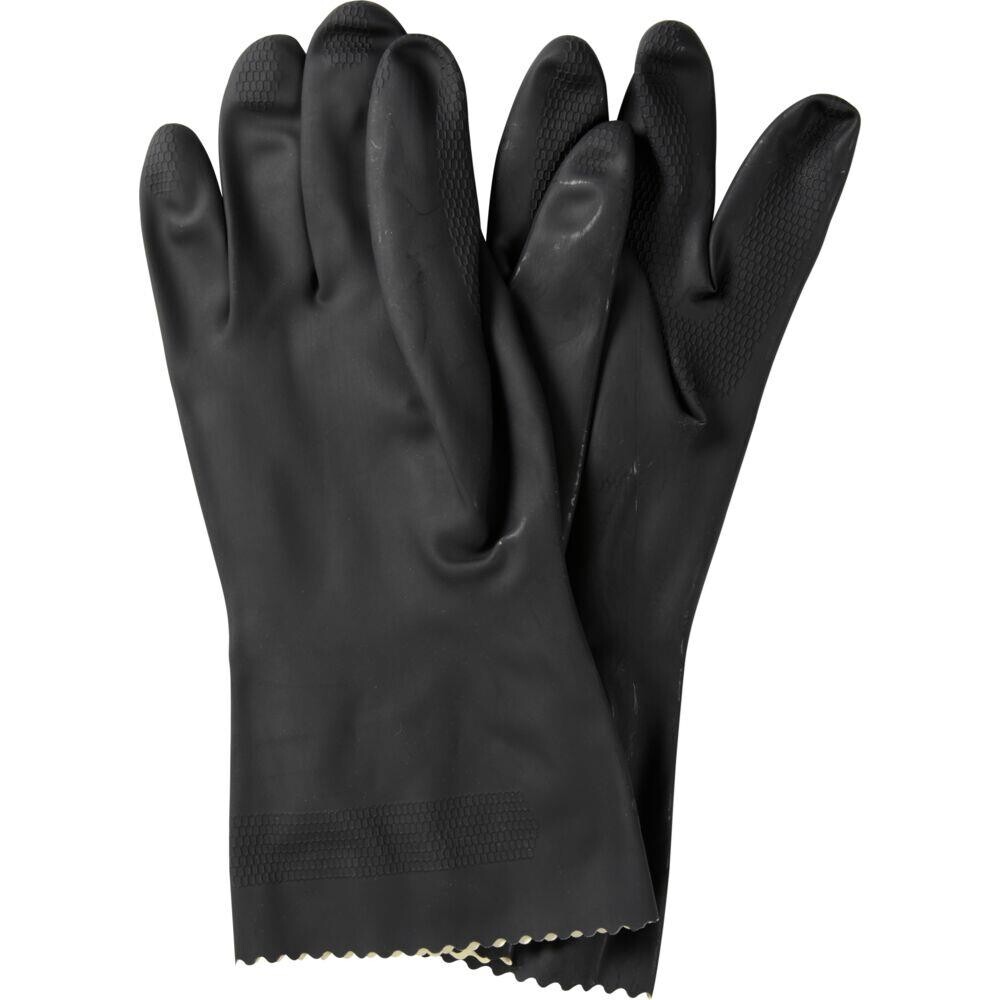 Gummihandsker - Sort Latexhandske med velour - Størrelse 10-10,5 - 12 par