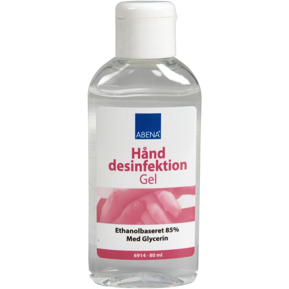 Hånddesinfektionsgel, ABENA, 80 ml, 85% alkohol, med glycerin, flaske med klaplåg - 24 stk