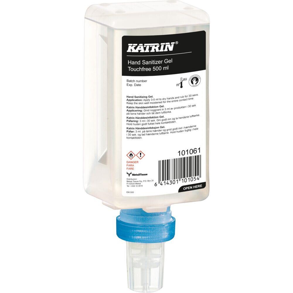 Hånddesinfektionsgel, Katrin, 500 ml, 84,3% ethanol, 1,1 ml pr. dosering - 12 stk