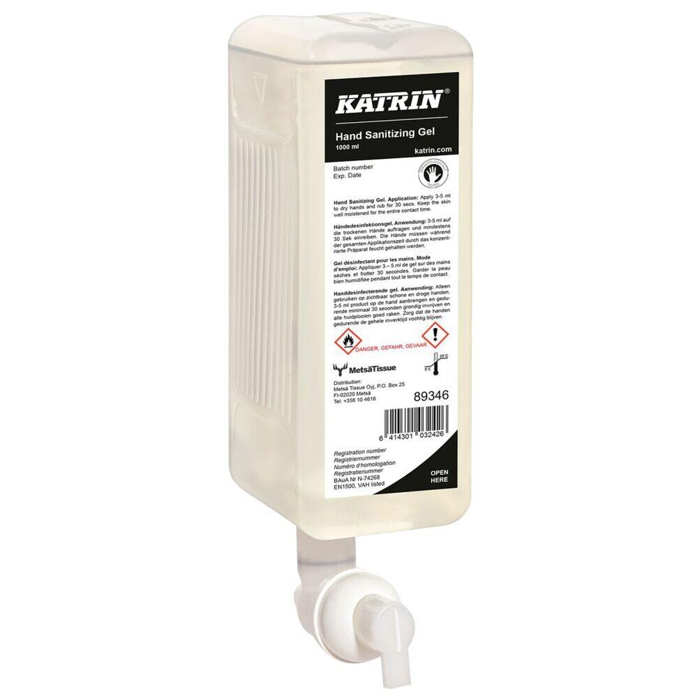 Hånddesinfektionsgel - Katrin 89346 - Klar - 80% ethanol - 1000 ml - 6 stk