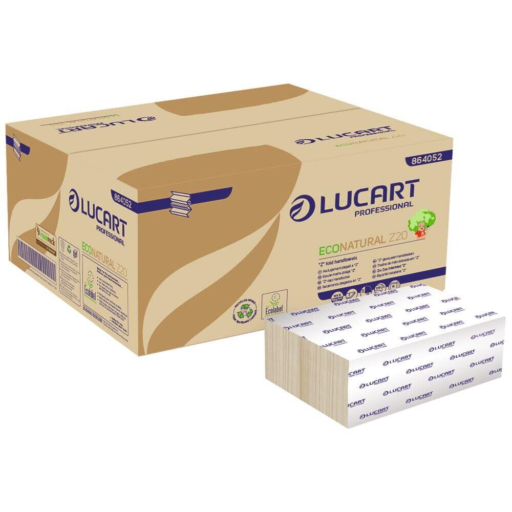 Håndklædeark - Lucart T3 Natural - nonstop - 2-lags - sand - 20 x 24 cm - 3000 ark