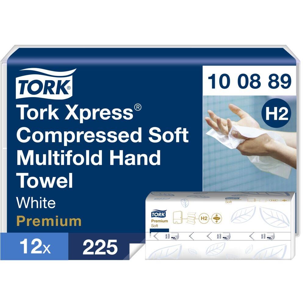 Håndklædeark - Tork 100889 Xpress H2 Premium 2-lags Z-fold 24 x 21,2 cm - Hvid - 2700 stk