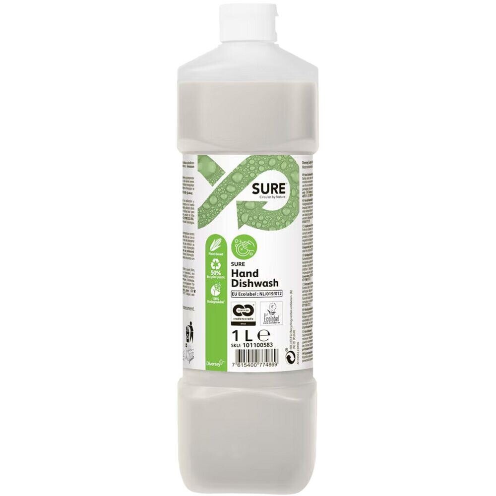 Håndopvask - Diversey SURE Hand Dishwash - Uden farve og parfume - 1 L - 6 stk