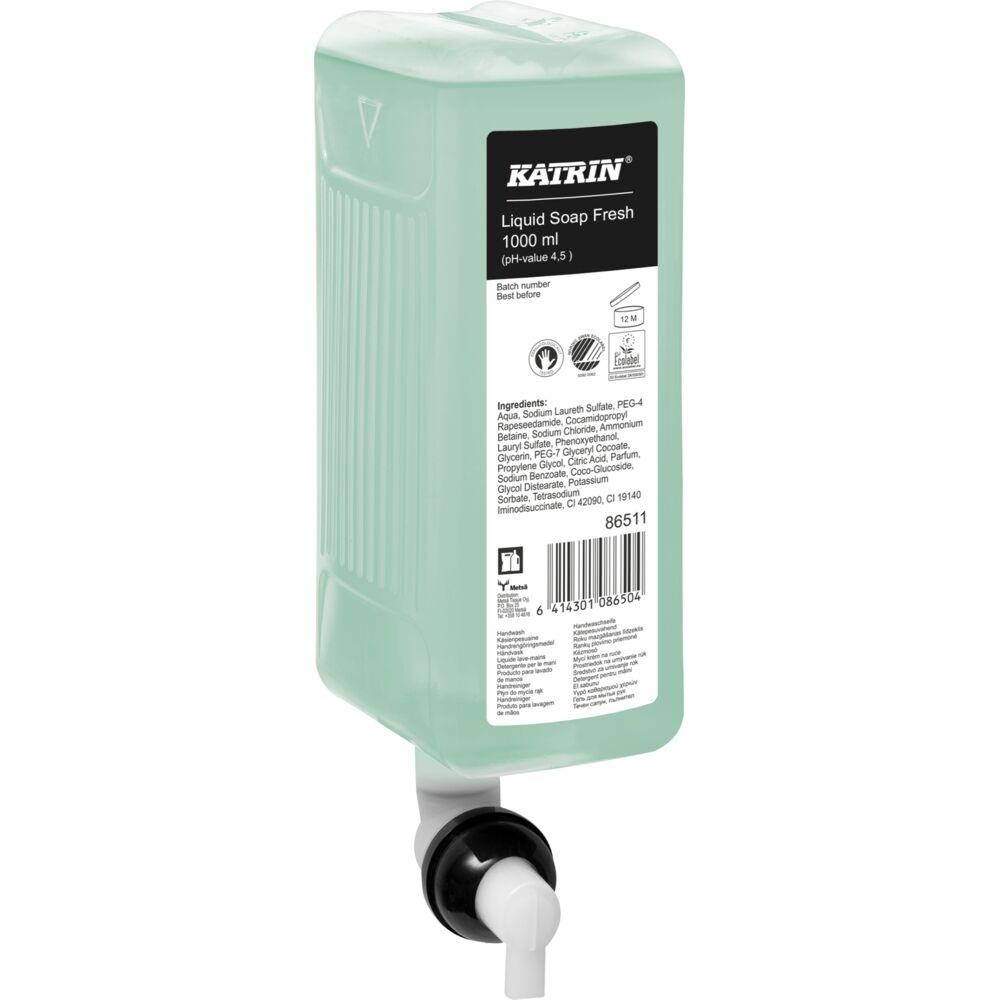 Håndsæbe, Katrin 86511 Green, 1000 ml, med farve og parfume, flydende - 6 stk