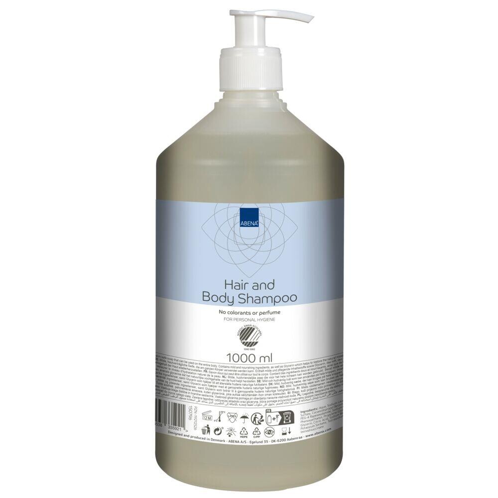 Hår- og Bodyshampoo, ABENA, 1 l, med pumpe - 6 stk