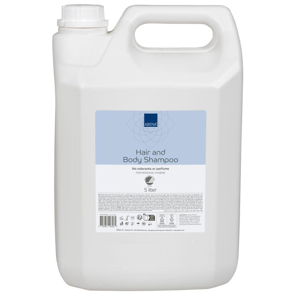 Hår- og Bodyshampoo, ABENA, 5000 ml, uden farve og parfume - 2 stk