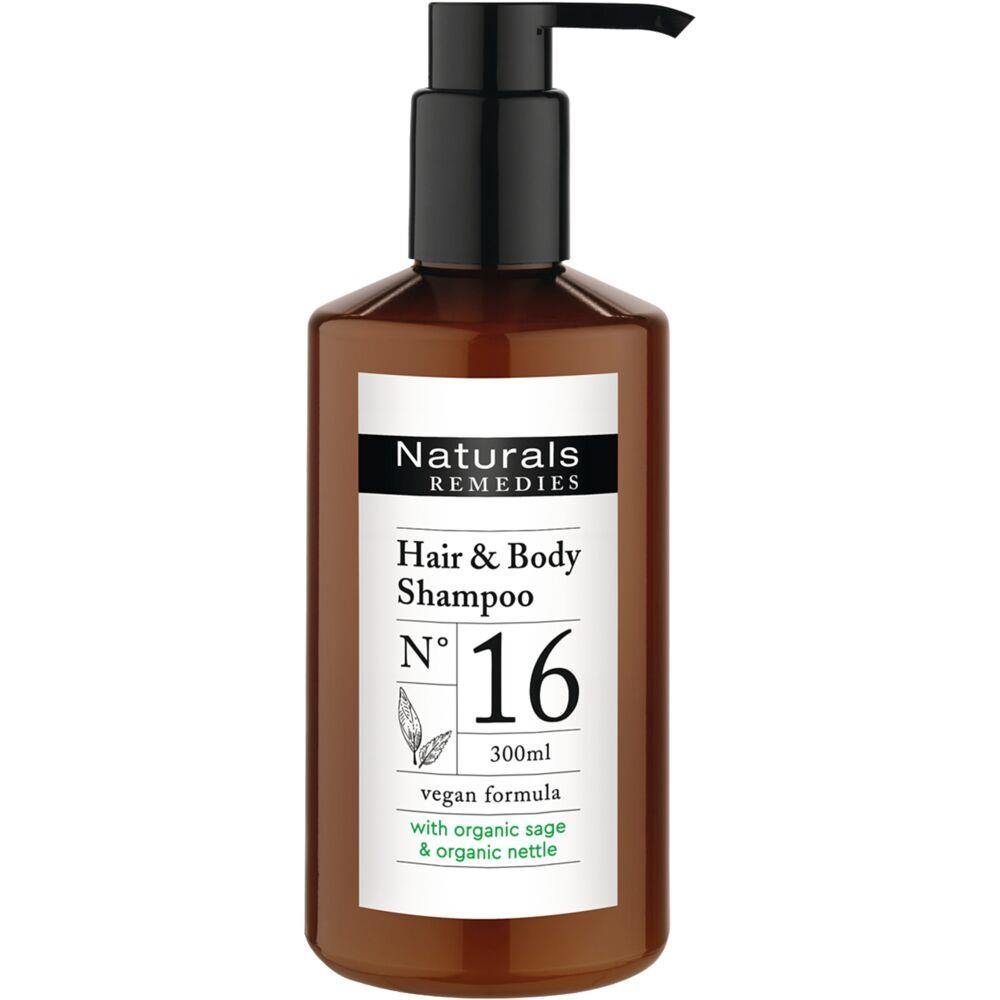 Hår og bodyshampoo Naturals Remedies 300 ml pump dispenser (refil) - 12 stk