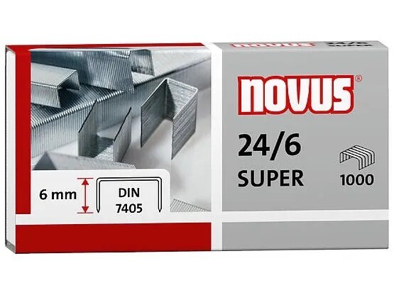 Hæfteklammer - Novus re+new - 24/6 Super - 1000 stk/pk