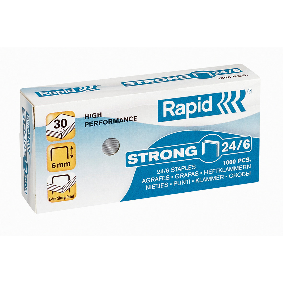 Hæfteklammer Rapid Strong 24/6 - galvaniseret 1000 stk i æske