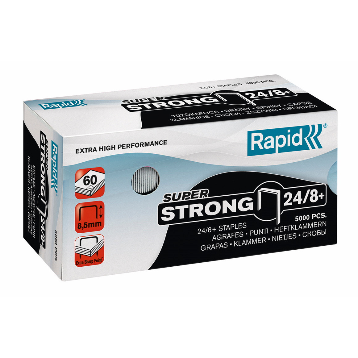 Hæfteklammer Rapid super strong - galvaniseret 24/8 5000 stk i æske