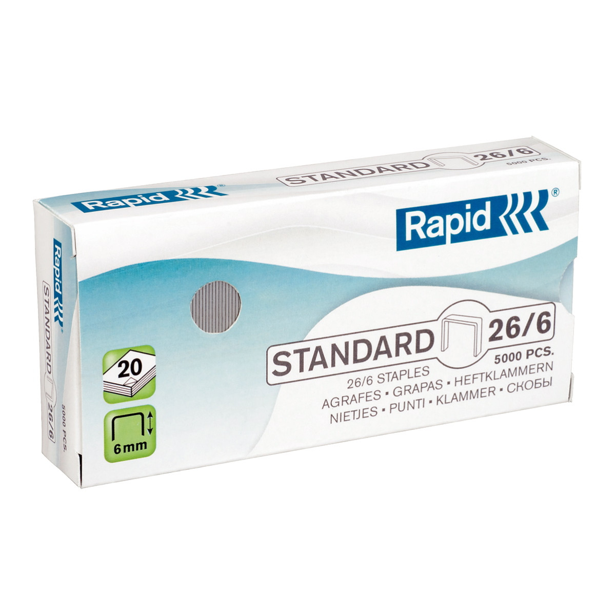 Hæfteklammer galvaniseret Rapid 26/6 - Standard 5000 stk i æsken